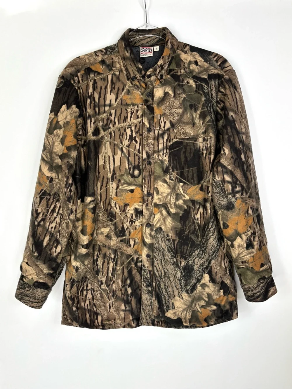 Vintage Oak Tree Leaves Print Camouflage Wind Stopper Field Hunting Shirt Jacket