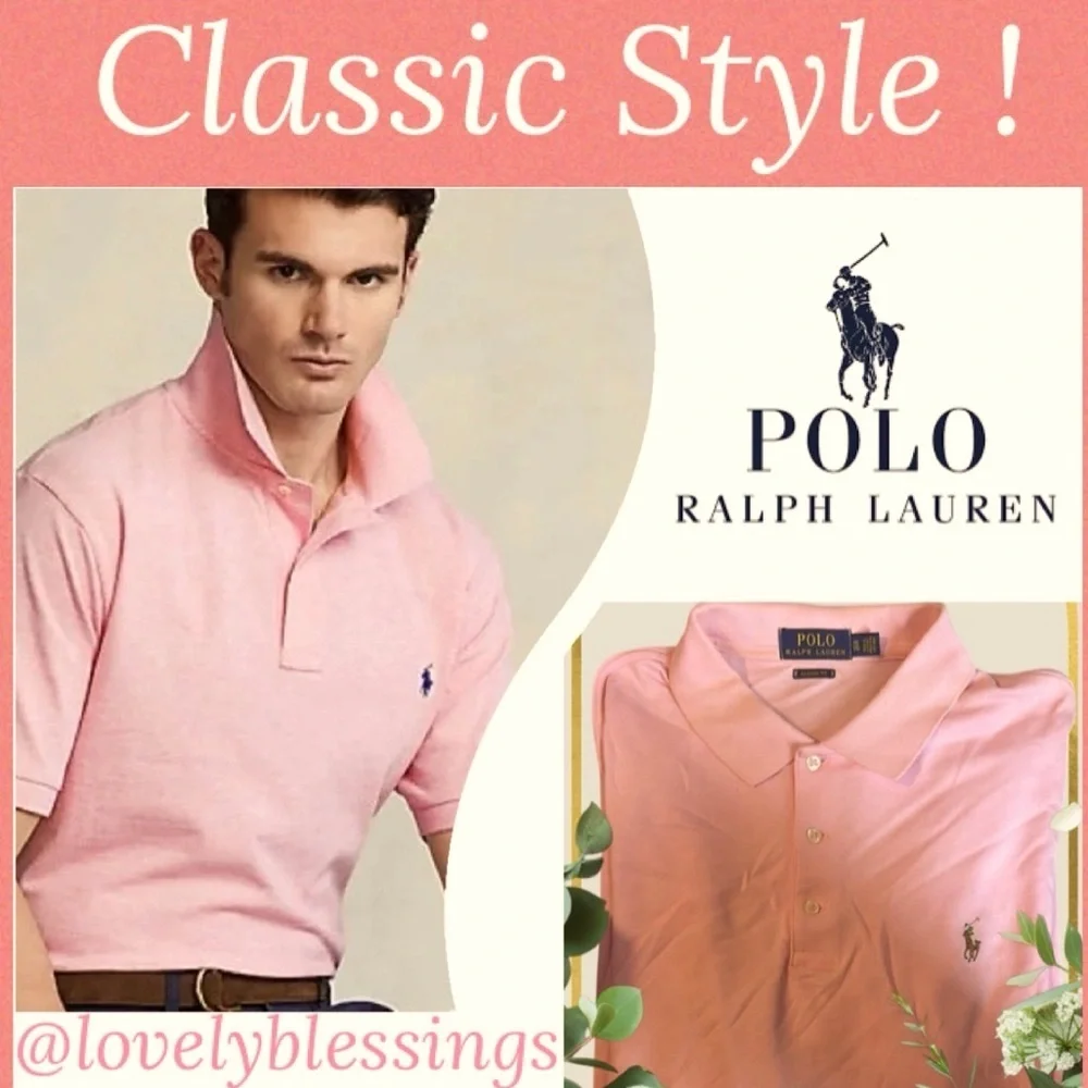 Vintage Polo Shirt Polo Ralph Lauren Short Sleeve Pony Shirt Coral Size Large