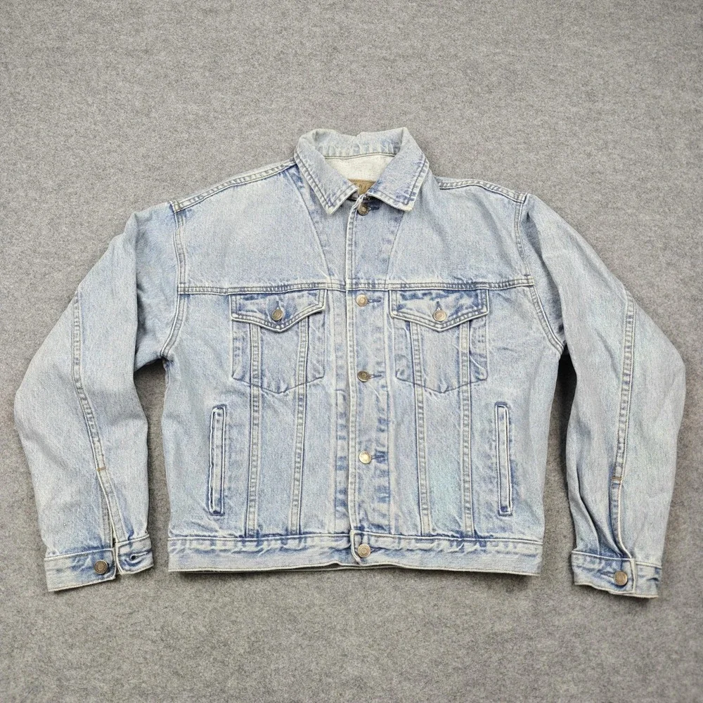 Vintage Gap Jacket Mens Small Blue Denim‎ Bomber Trucker Light Wash 90s