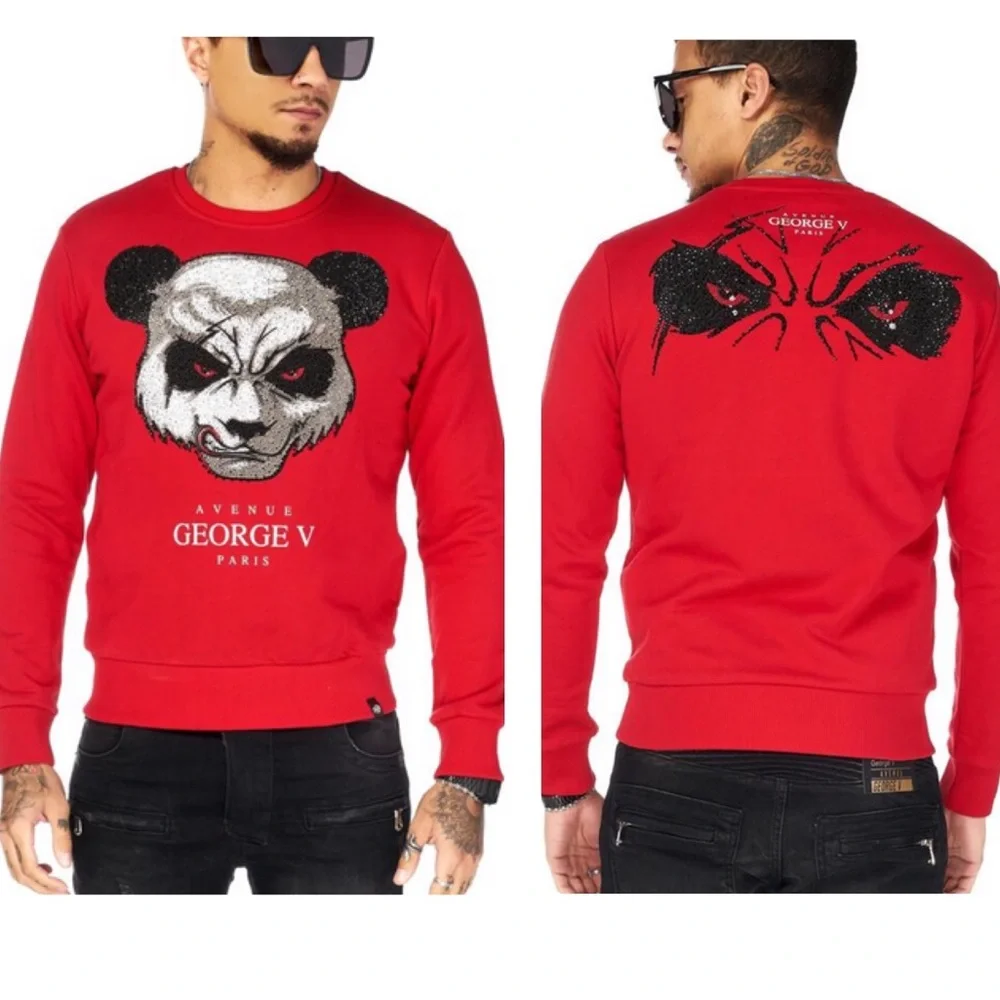 Bear Eyes Crew Neck Sweatshirt Avenue George V Paris Streetwear Crystals