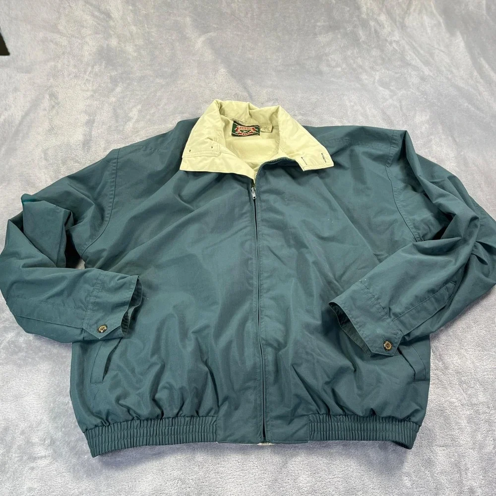 Vintage 90s Reebok Golf Jacket L Green Harrington Bomber Gorpcore Harrington