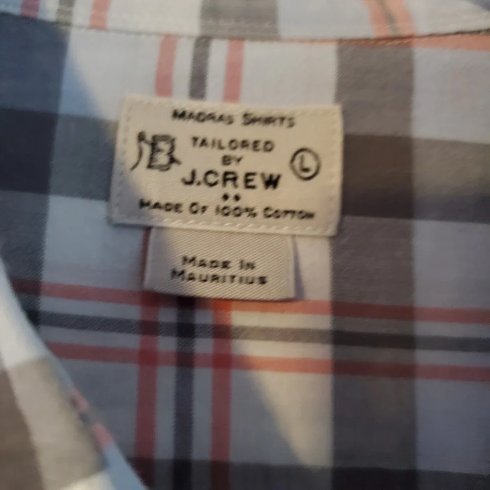 J.Crew Madras Shirts Tailored Fit Plaid Button Down Long Sleeve‎ Men's Large