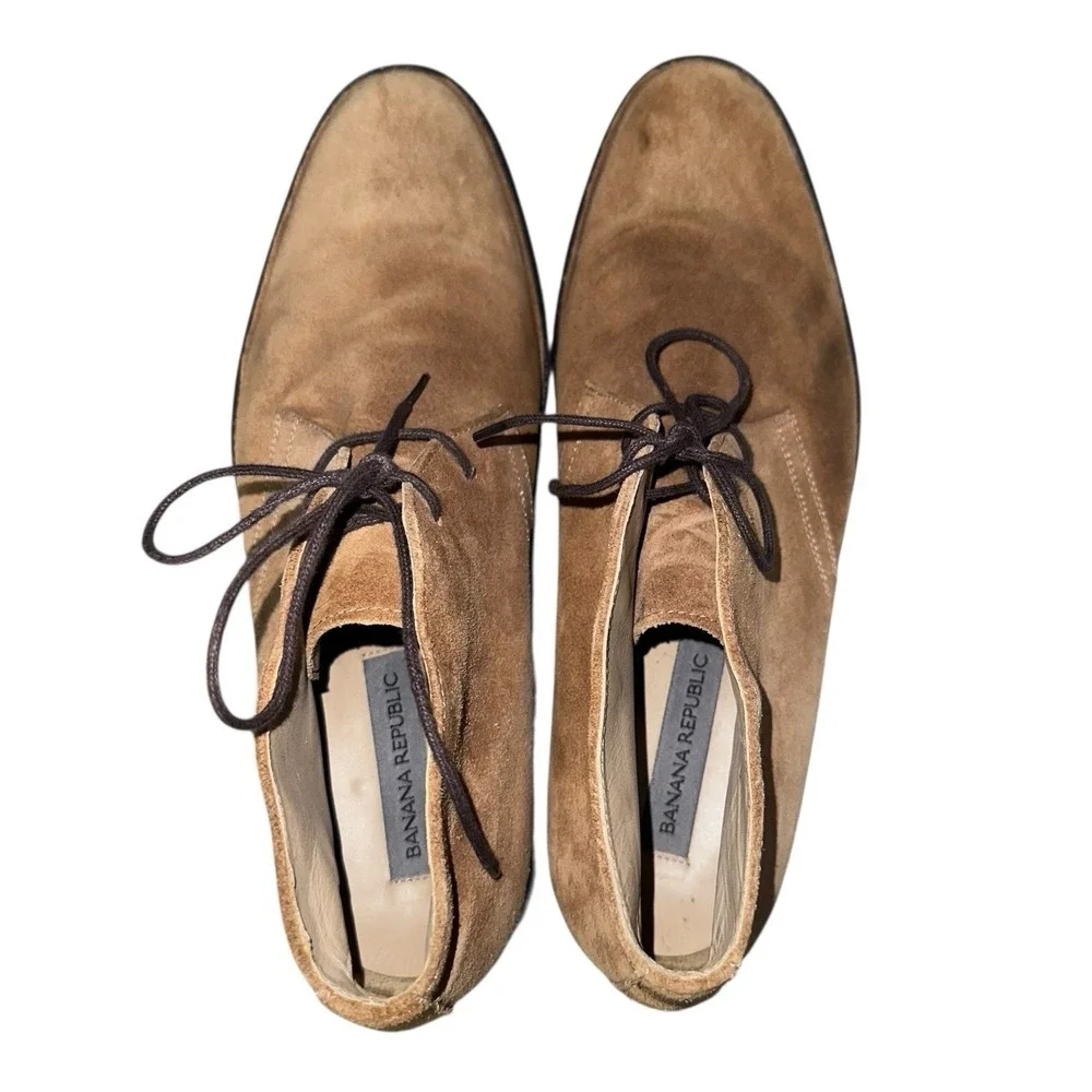 Banana‎ Republic Mens 10 Boots Tan Suede Ankle Lace Up Business Preppy Boho