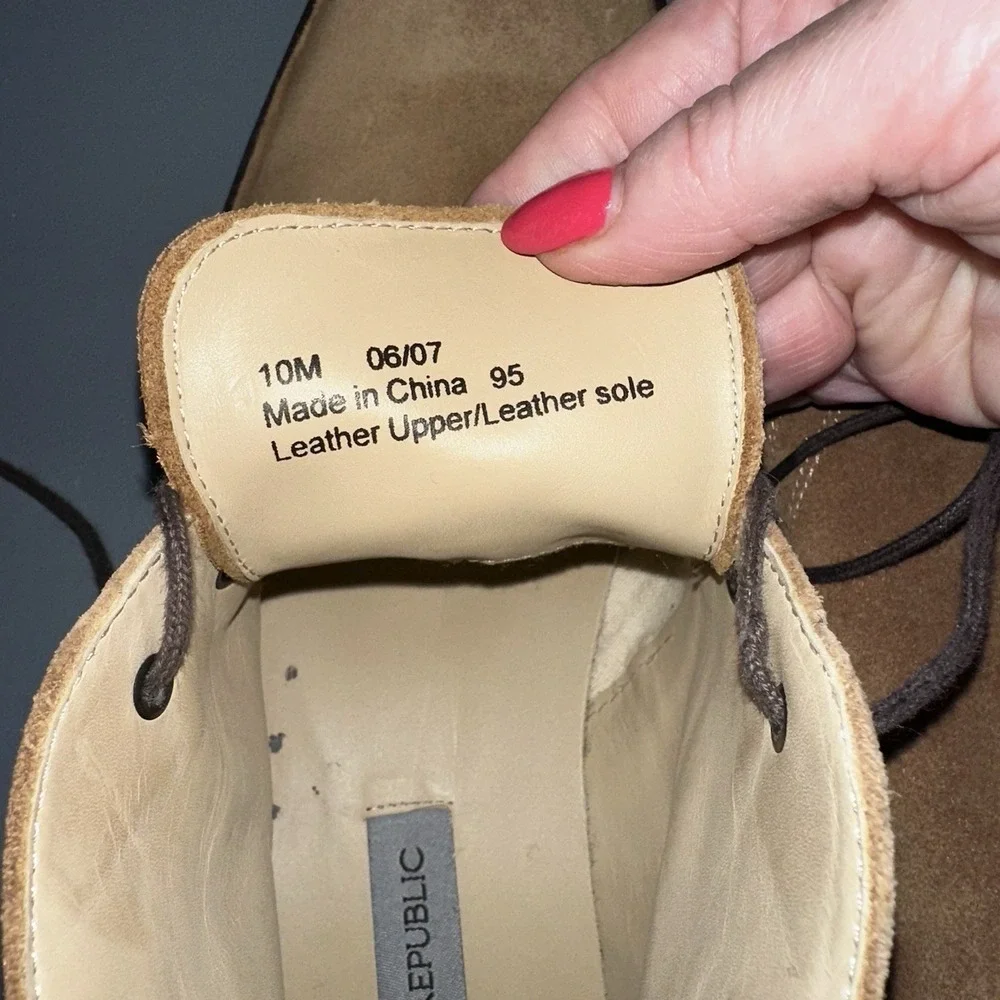 Banana‎ Republic Mens 10 Boots Tan Suede Ankle Lace Up Business Preppy Boho