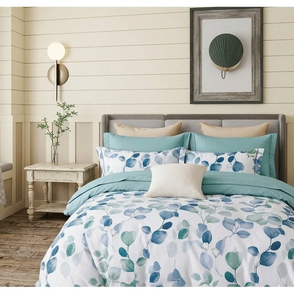Elora Canterbury Floral Blue 7 pcs Oversized Comforter Set‎ Cotton King