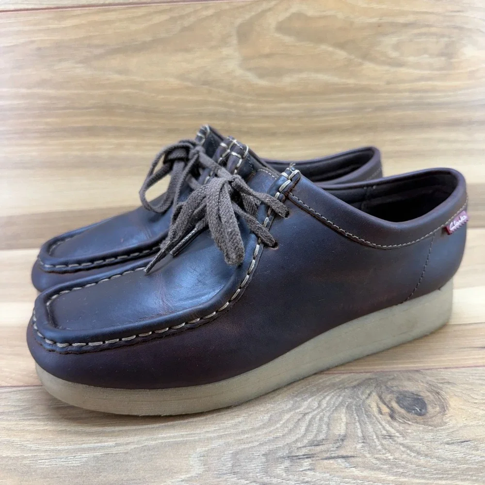 Clarks Collection Wallabees‎ Chukka Boots Womens 7.5 M Brown Leather Square Toe