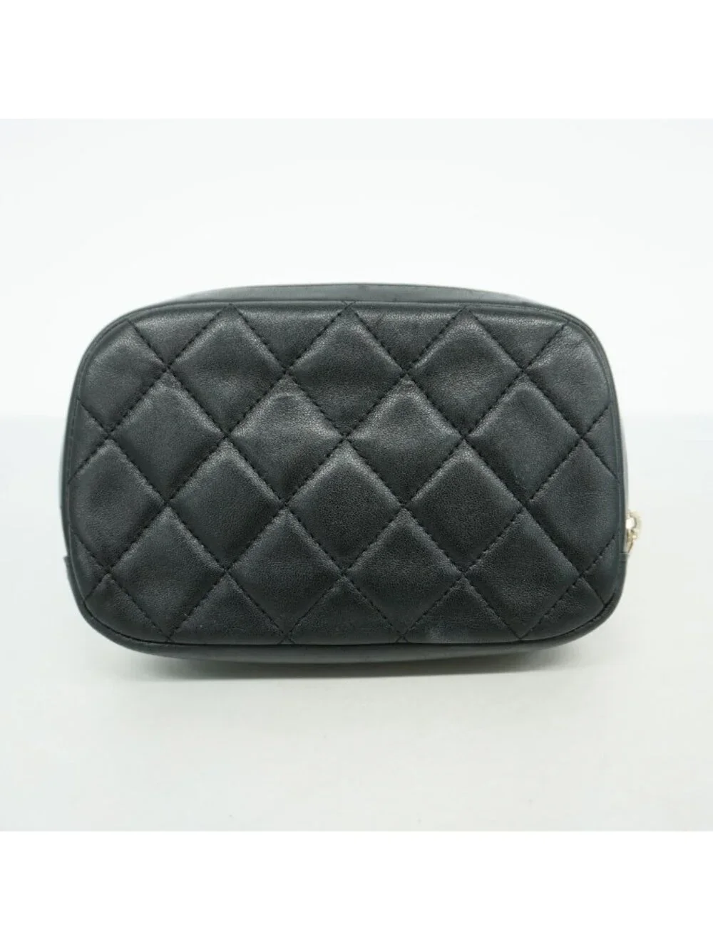 Chanel Pouch Quilted Lambskin Black Silver