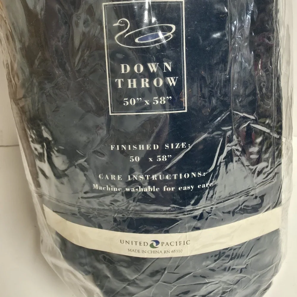 United Pacific Down Throw Blanket 50x58 Navy Blue Peachskin Soft New In Pack