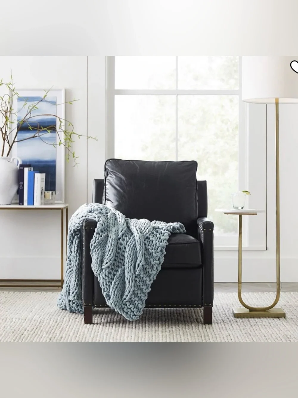 🆕NWT 🏡 POTTERY BARN - “Colossal Handknit Throw Blanket” 🏡 {44” x 56”} Chambray🆕