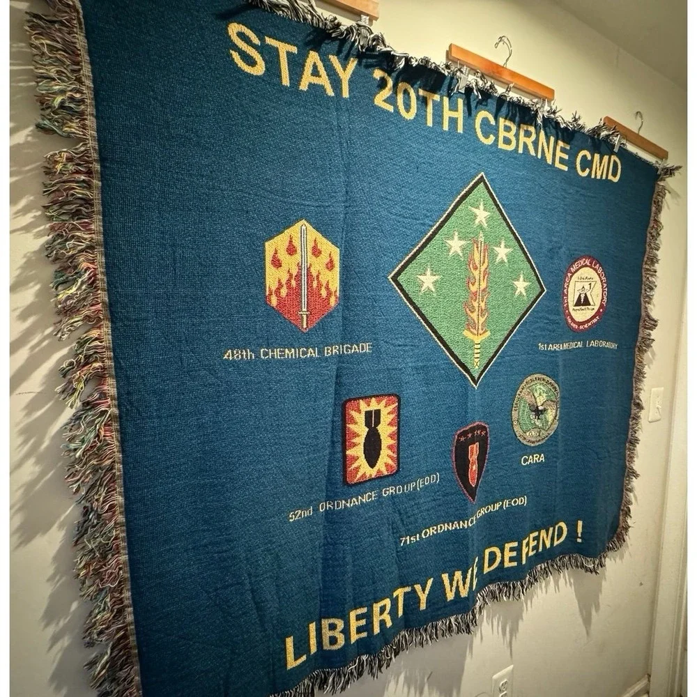 Vintage Military‎ 20th CNRNE CMD Units Woven Tapestry Blanket 50x60 Inches