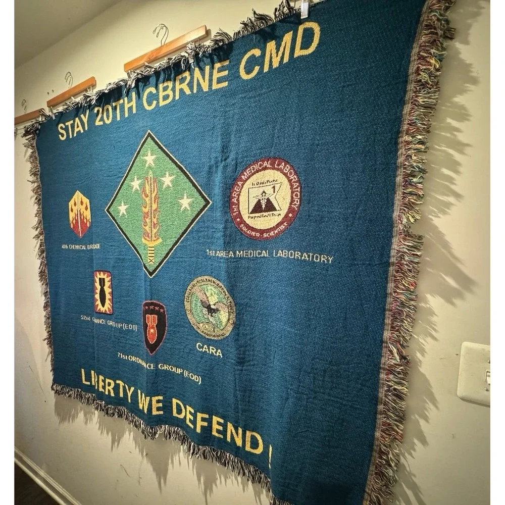 Vintage Military‎ 20th CNRNE CMD Units Woven Tapestry Blanket 50x60 Inches