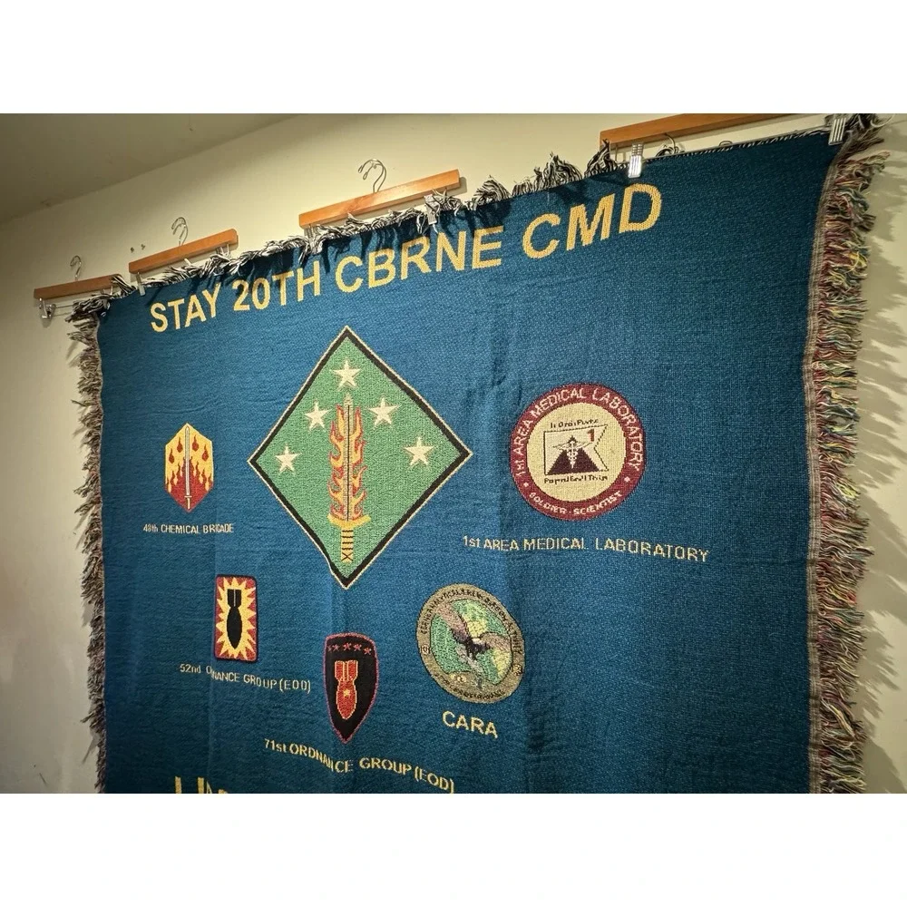 Vintage Military‎ 20th CNRNE CMD Units Woven Tapestry Blanket 50x60 Inches
