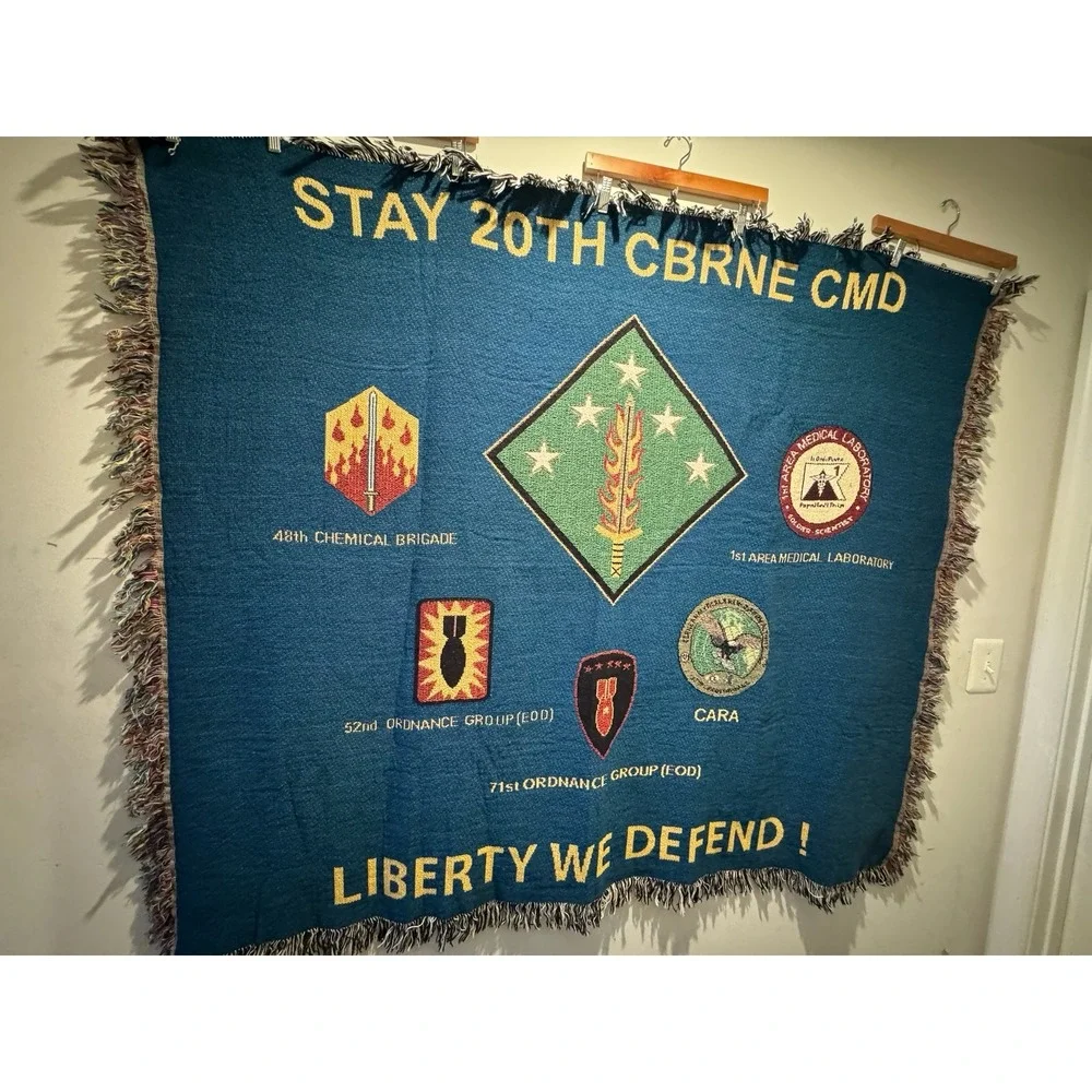Vintage Military‎ 20th CNRNE CMD Units Woven Tapestry Blanket 50x60 Inches