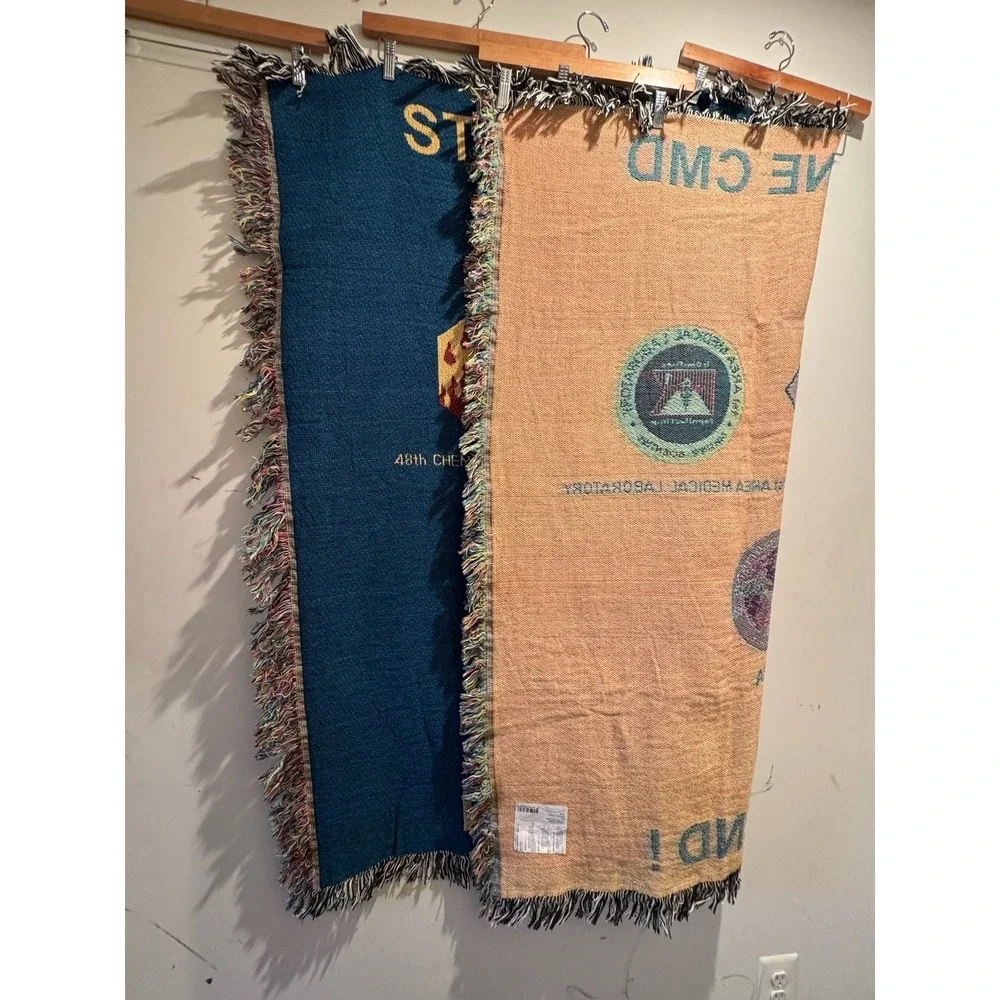Vintage Military‎ 20th CNRNE CMD Units Woven Tapestry Blanket 50x60 Inches
