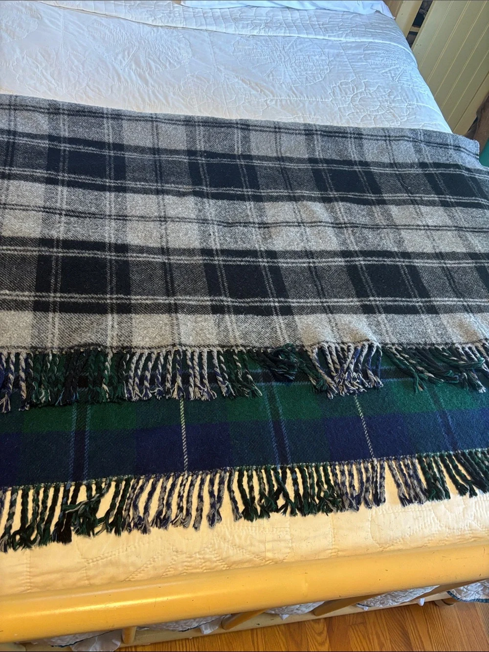 MACNAUGHTONS of Pitlochry Scotland Double Weave Wool Blanket Reversible Plaid