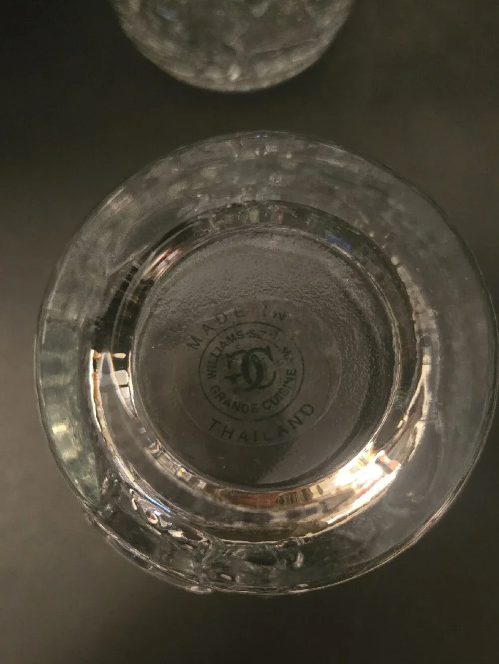 Williams Sonoma Clear Embossed Glass Juice Pitcher with 4 Matching Tumblers