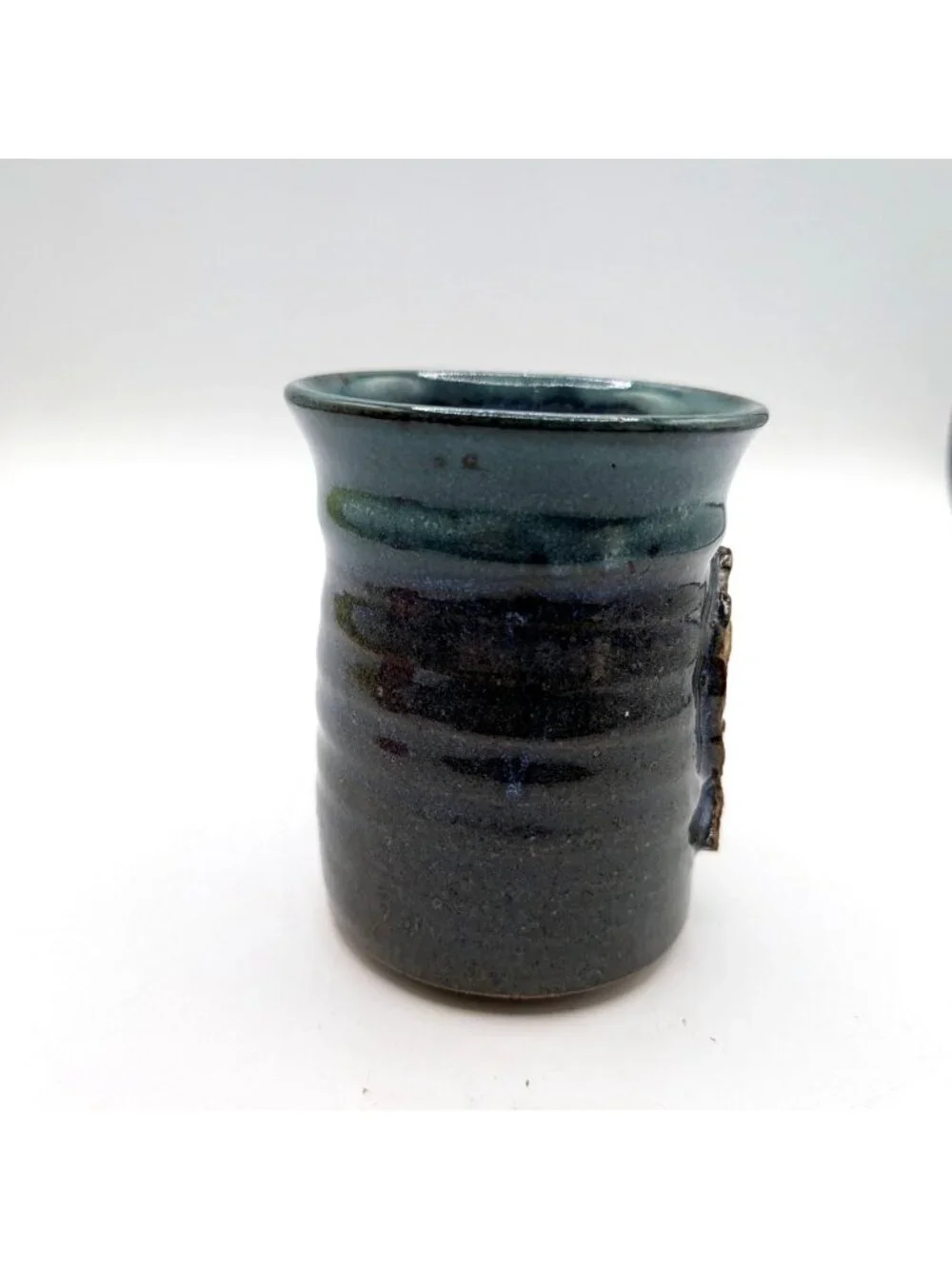 Handmade Pottery Mug W 3D Mermaid Design Blue & Brown Artist Signed