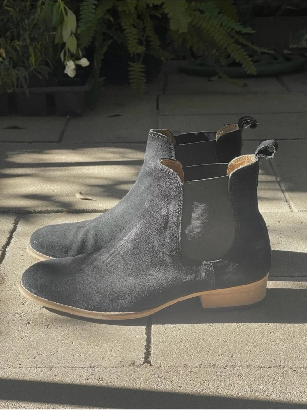 Topman Black Suede Chukka Boots with Tan Sole