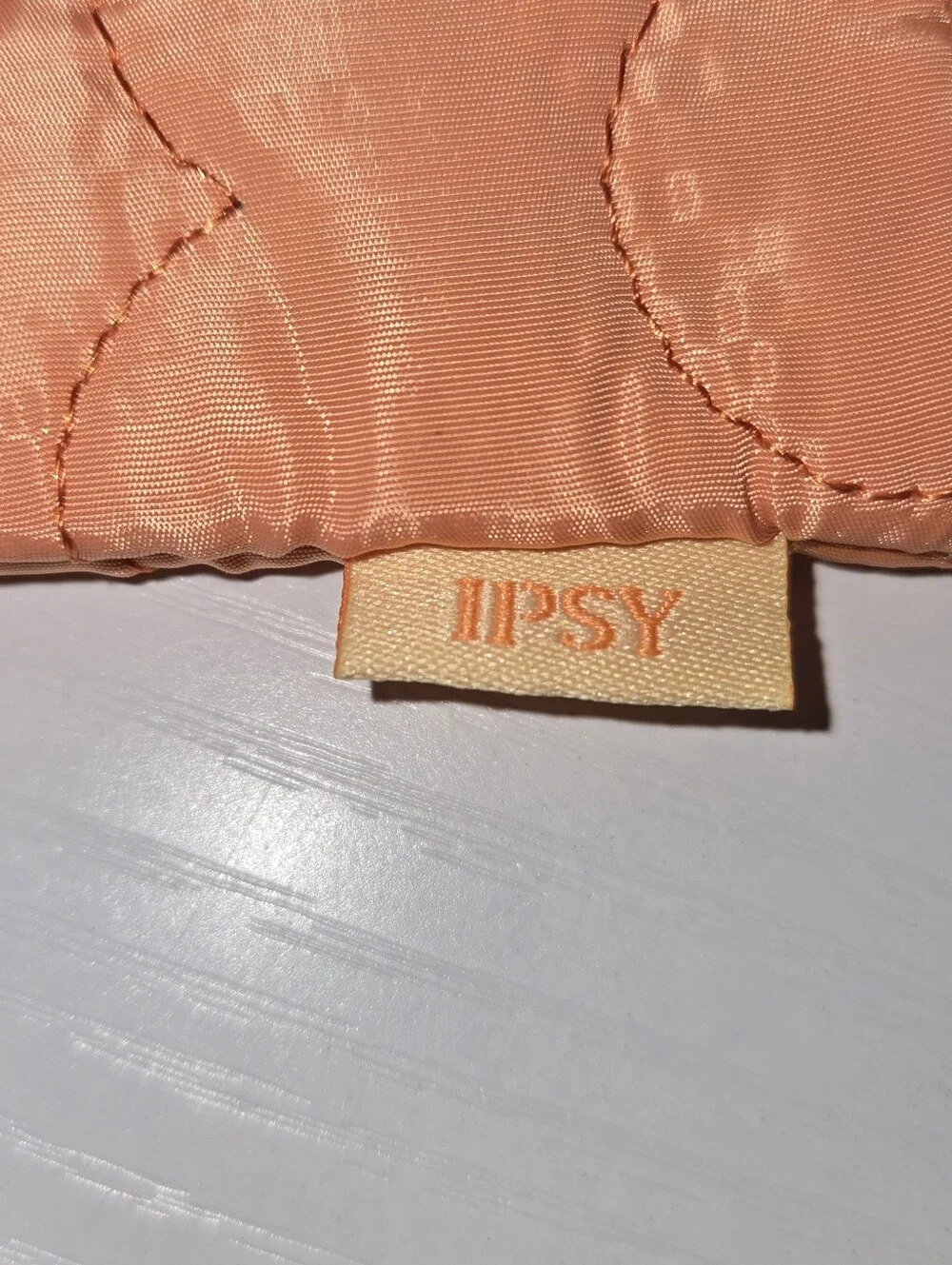 IPSY Orange Quilted Flower Pattern Make-up Pouch