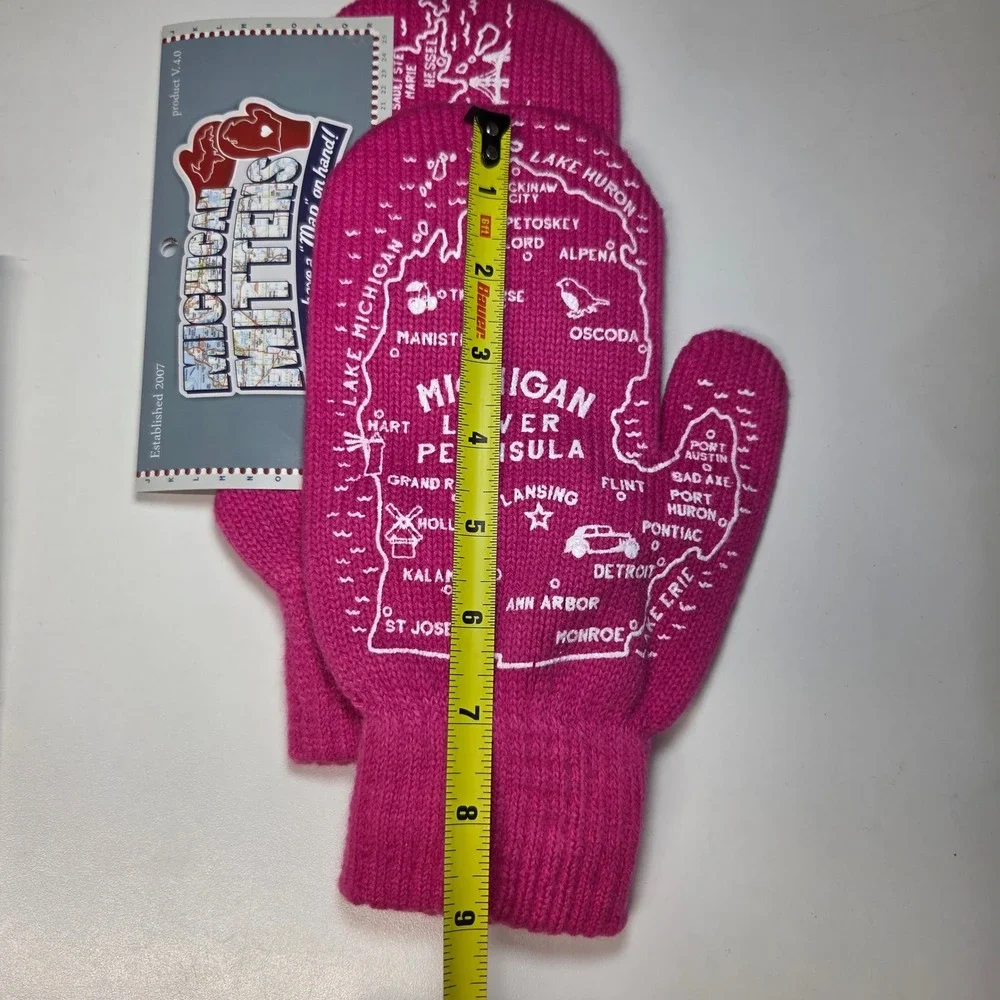 Michigan Mittens Pink Lower Upper‎ Peninsula Map Winter Gloves One Size