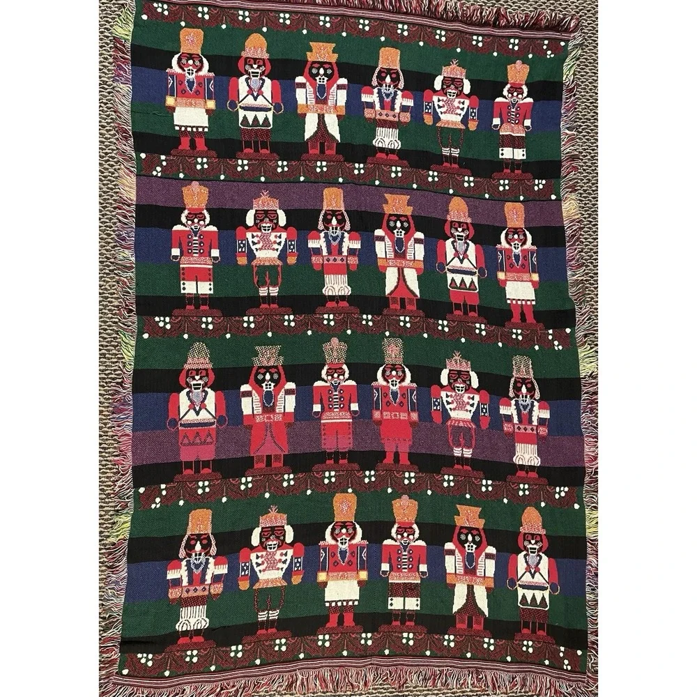 Vintage Woven Nutcracker Tapestry Blanket Christmas Sofa Throw 48