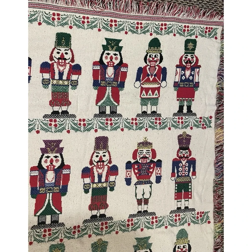 Vintage Woven Nutcracker Tapestry Blanket Christmas Sofa Throw 48