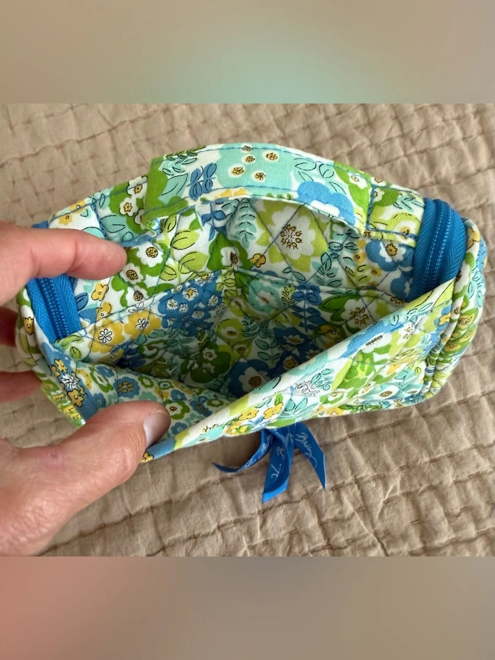 Vera Bradley English Meadow Quilted Floral Travel Bag in Blue, Green & Yellow