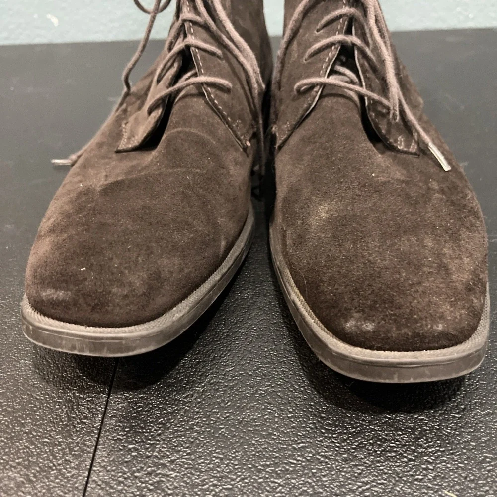 Calvin Klein Chukka Mens 9.5 Brown Ellias‎ Suede Lace Up Square Toe Ankle Boots
