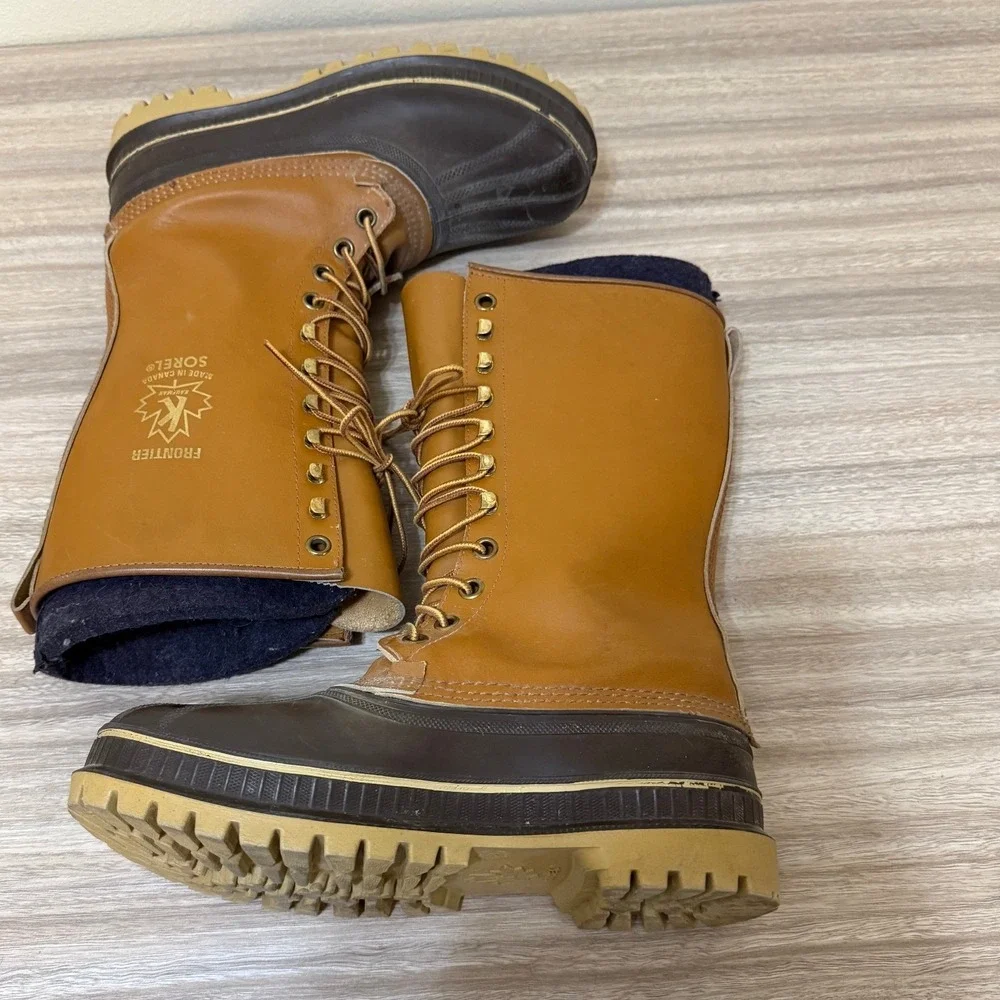 Sorel Men‎ Boots 8 Tan Frontier Duck Leather Waterproof Insulated Winter Canada