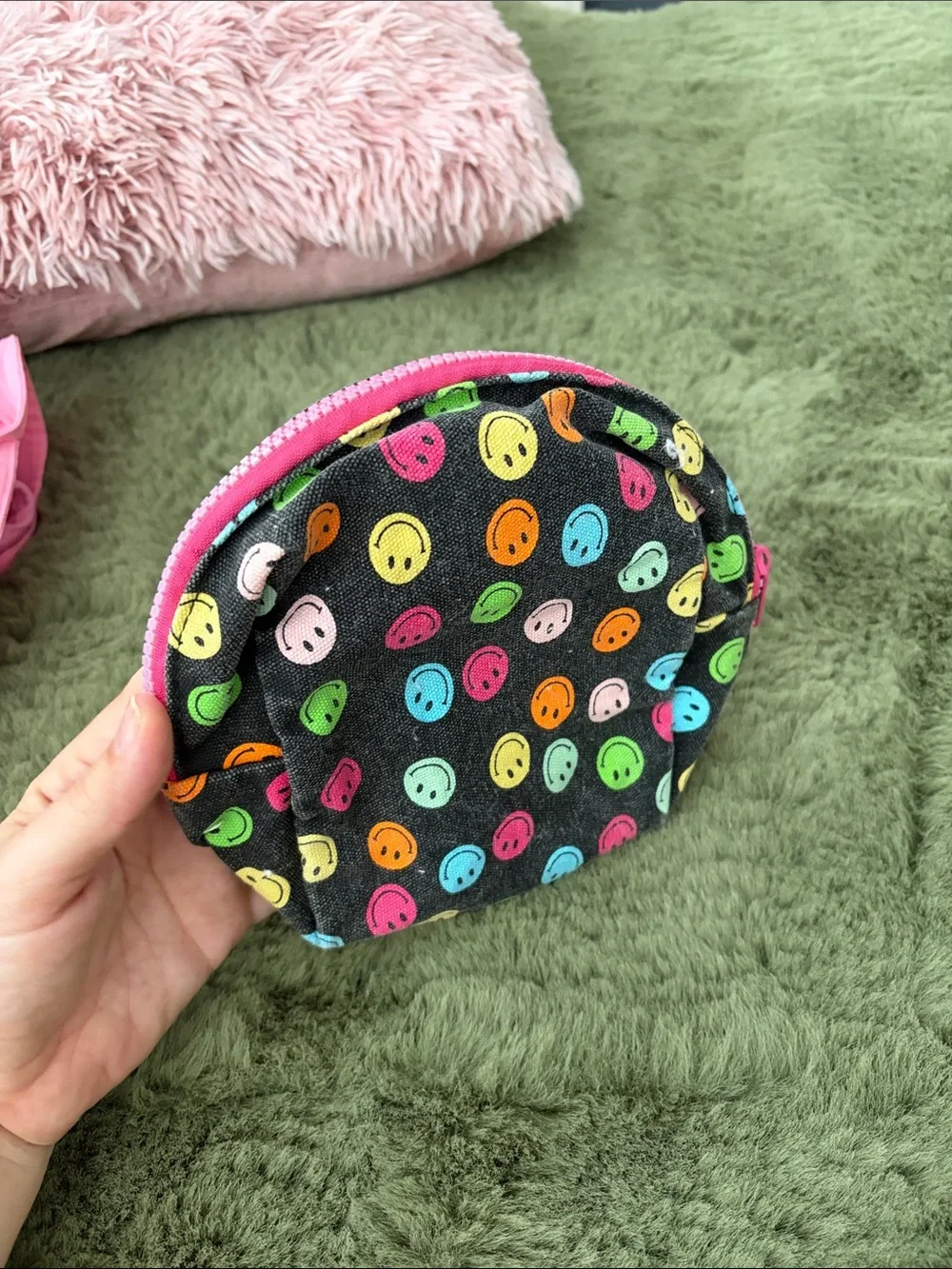 Smiley Face Round Zipper Pouch - Multi-Color