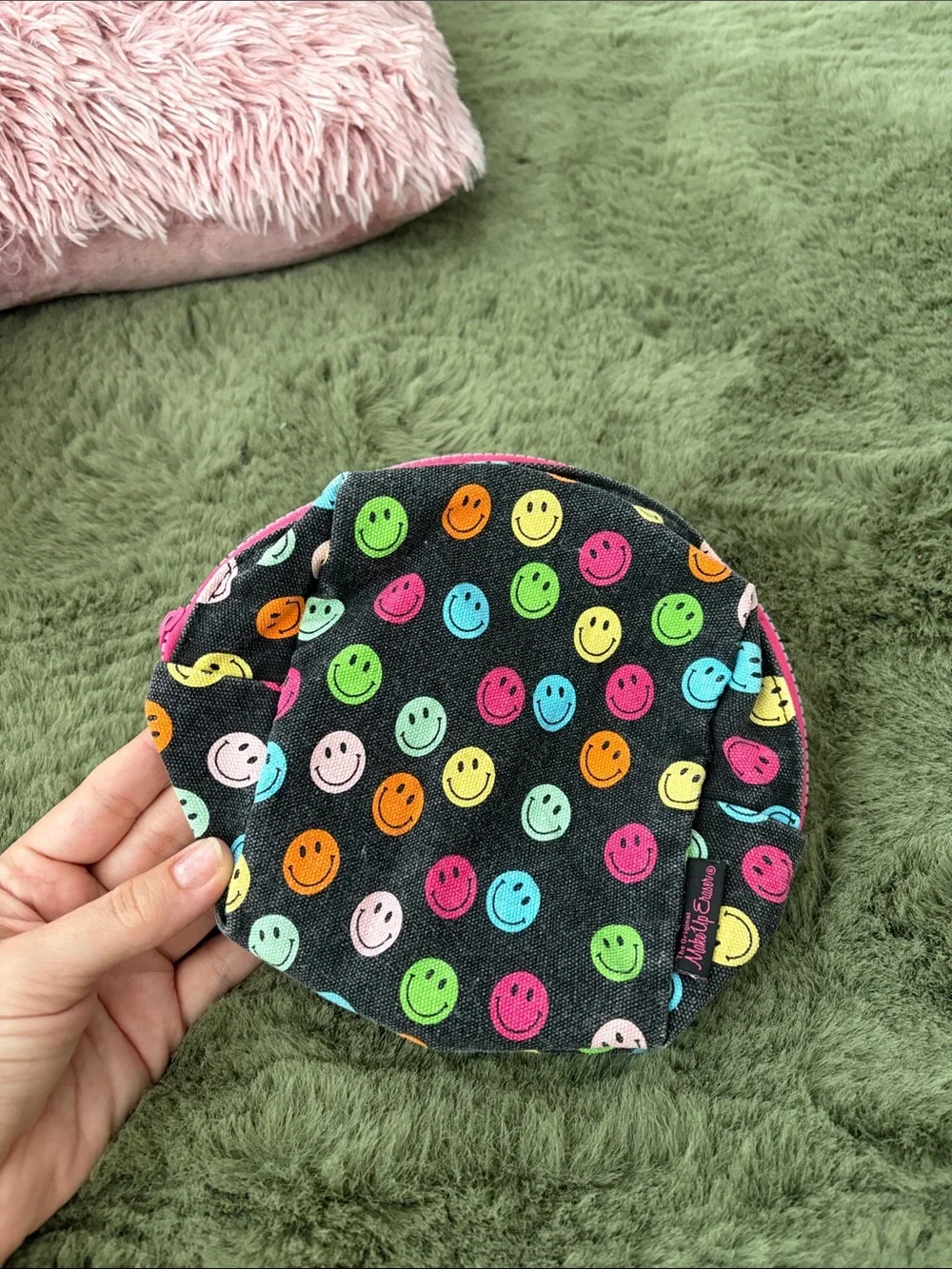 Smiley Face Round Zipper Pouch - Multi-Color