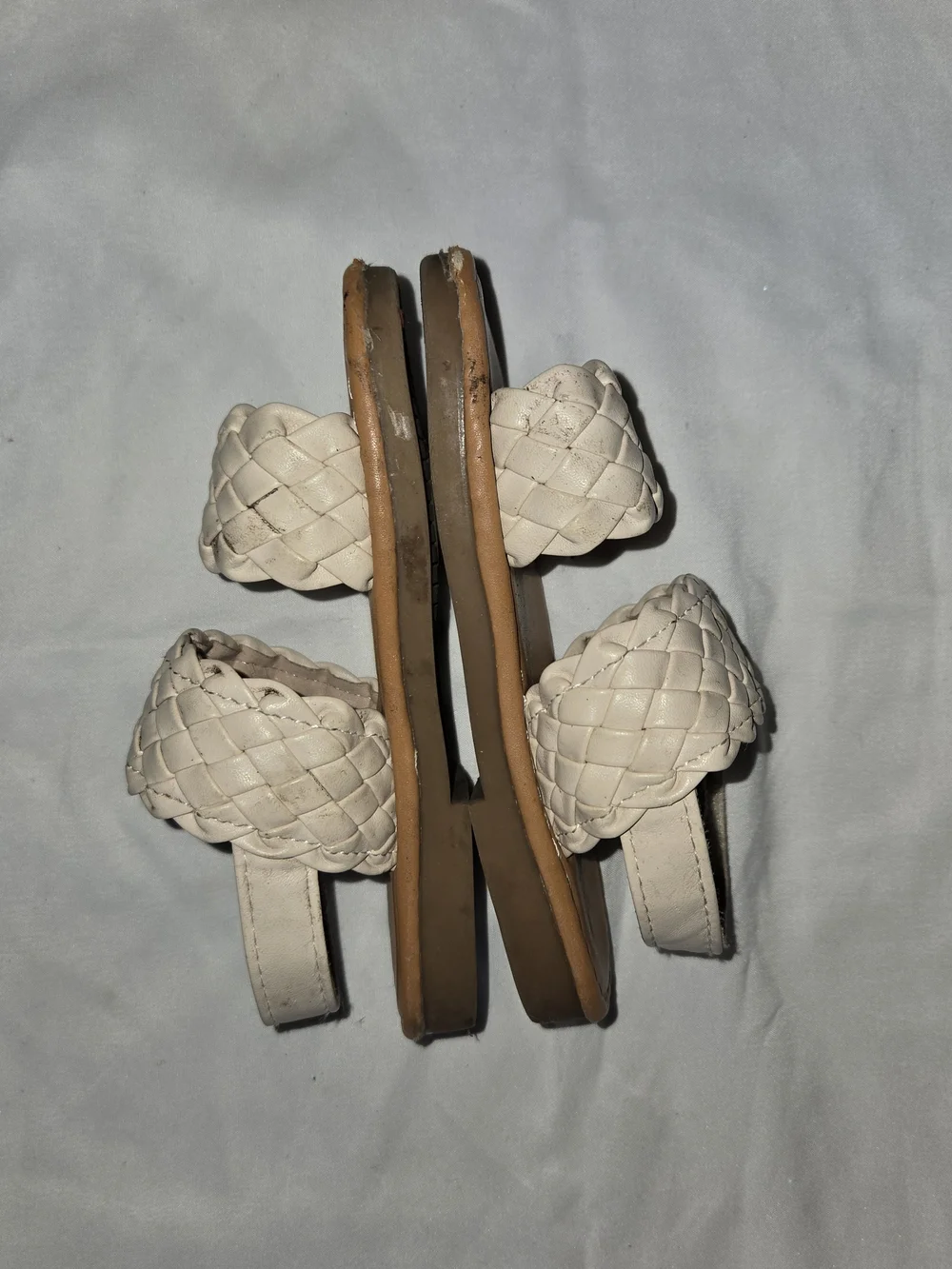 Kids Braided Strap Sandals in Cream SZ 23 / 7