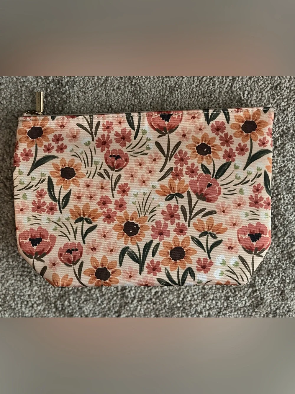 NWOT Floral Cosmetic Pouch in Sunny Poppies Design