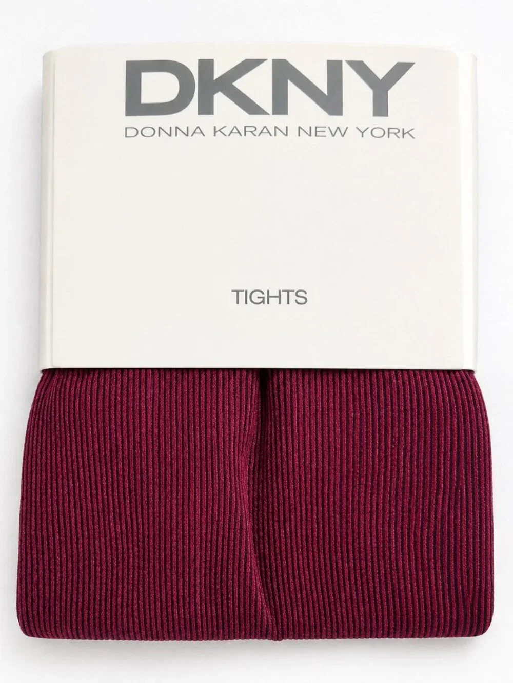 DKNY Bi Color Rib Tights Burgundy Size Small