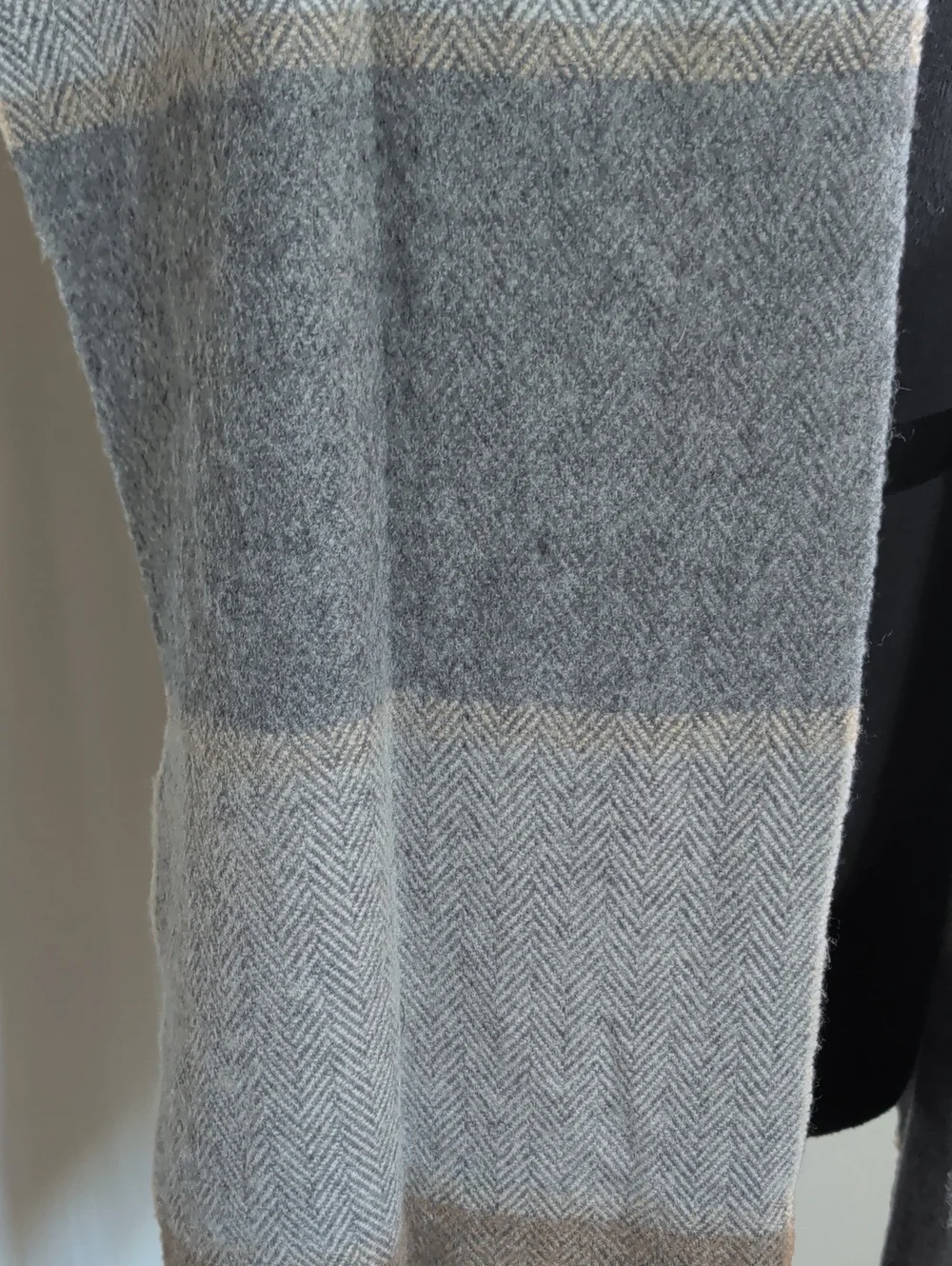 Cozy Neutral Plaid Fringe Throw Scarf - Gray & Brown