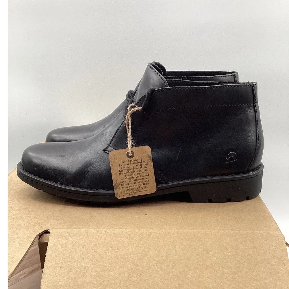 Born Harrison Black Leather Chukka Boots Mens 10M BM0019503 Ankle Desert Boots