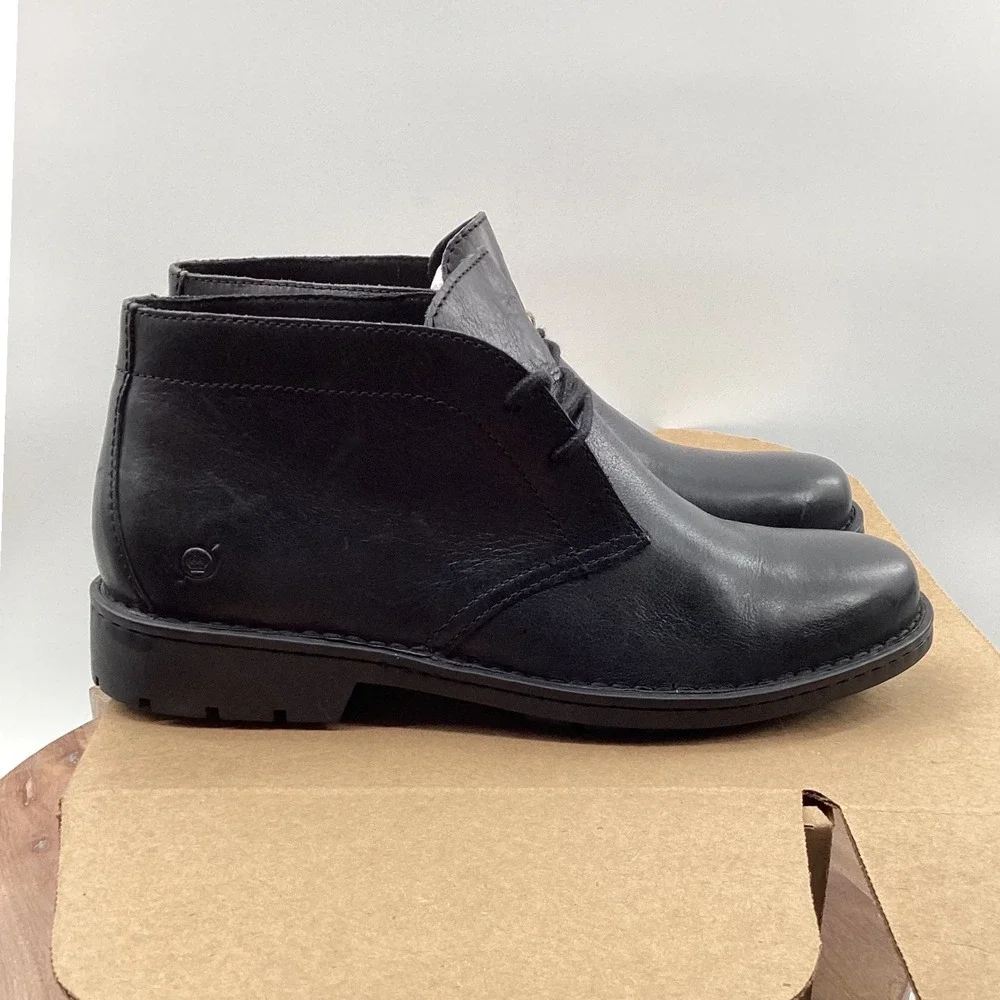 Born Harrison Black Leather Chukka Boots Mens 10M BM0019503 Ankle Desert Boots