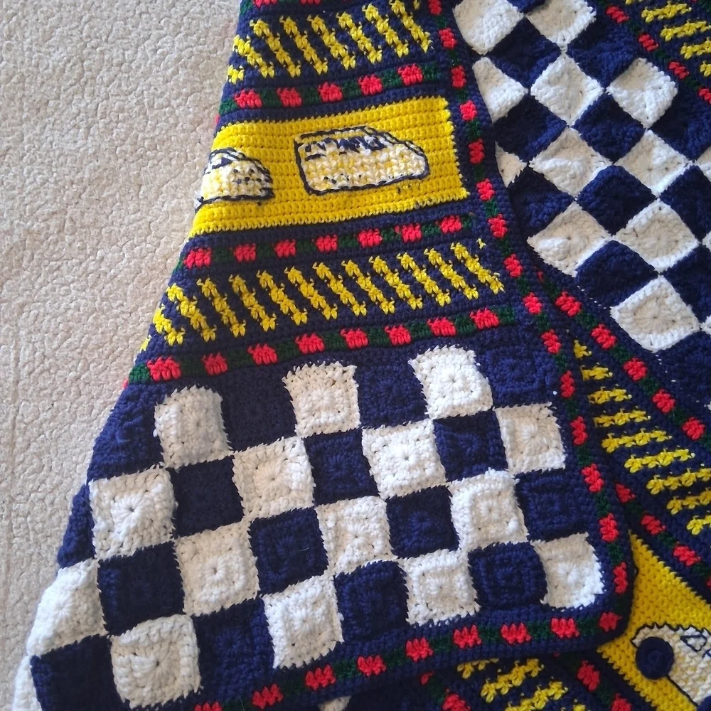 Handmade Colorful Checkered Car Pattern Blanket Throw