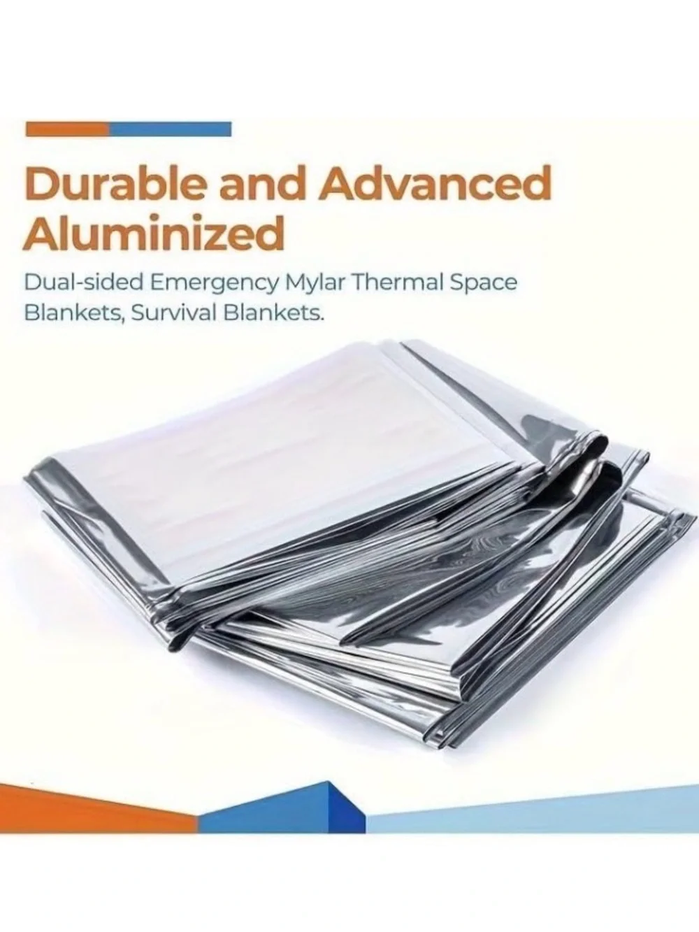 💞 New 55”x82” Silver & Gold Reflective Emergency Mylar Survival Blanket