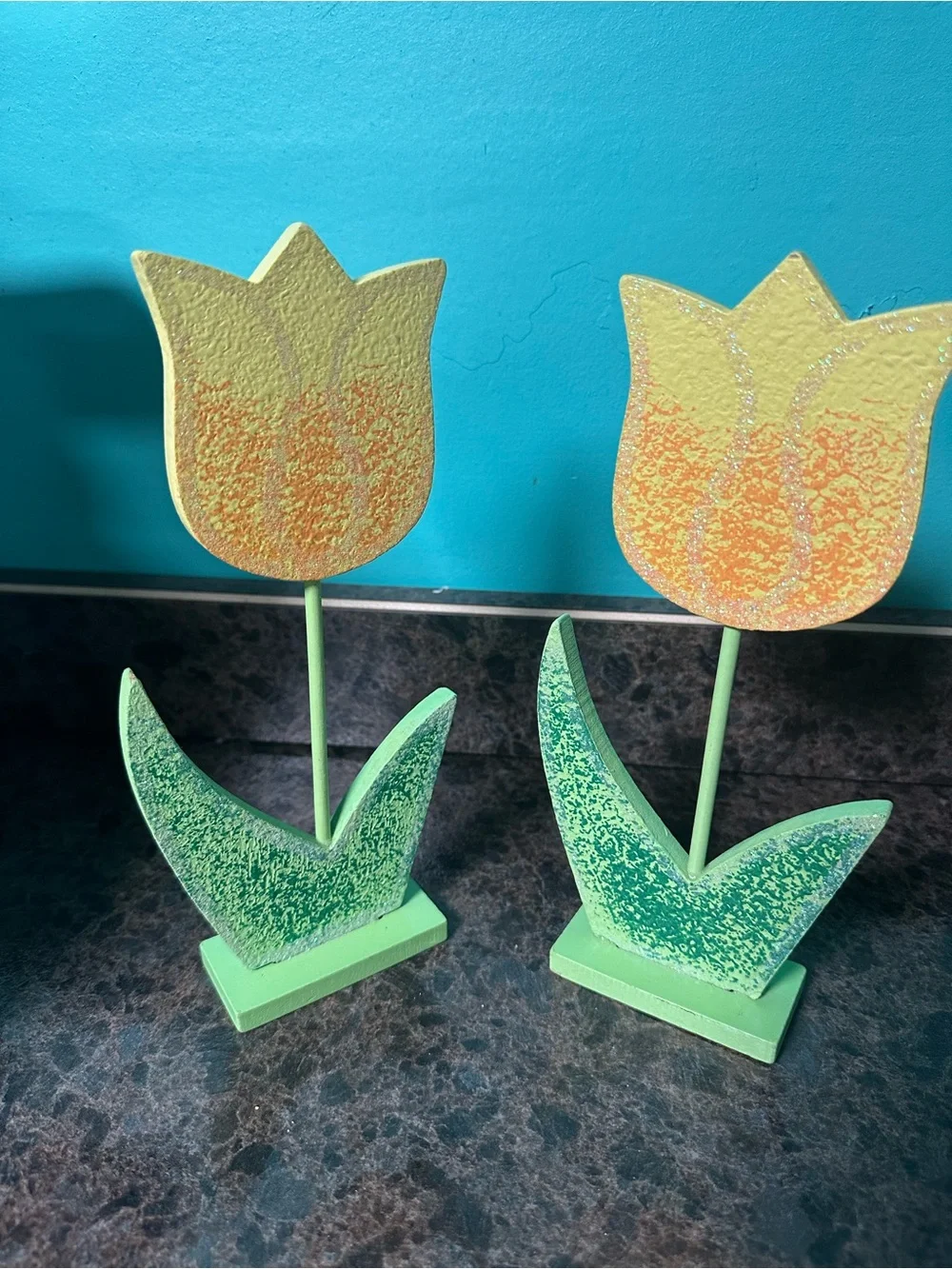 Decorative Wooden Tulip Table Decor - Blue Pink Yellow Home Decor Party Supplies