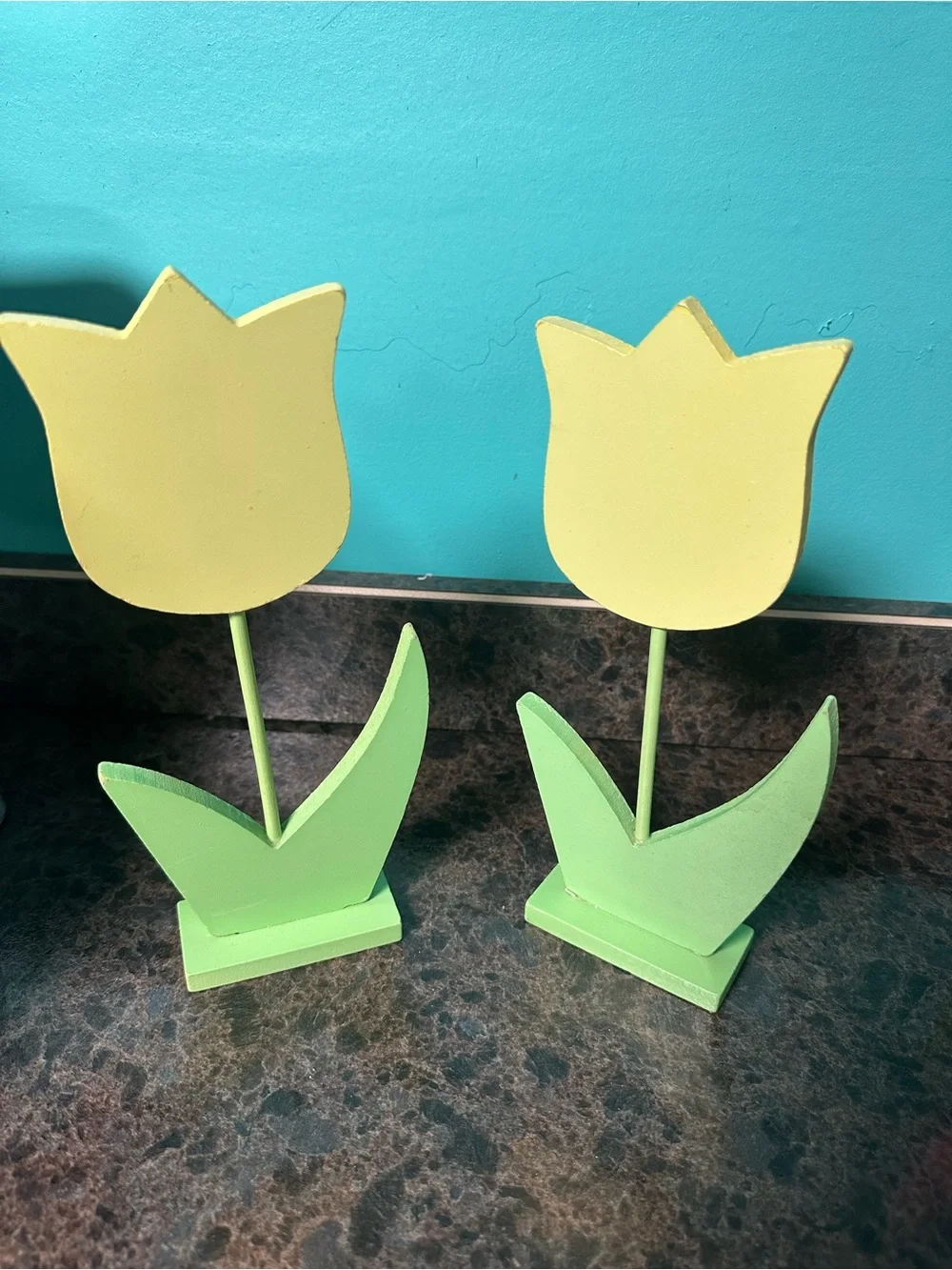 Decorative Wooden Tulip Table Decor - Blue Pink Yellow Home Decor Party Supplies