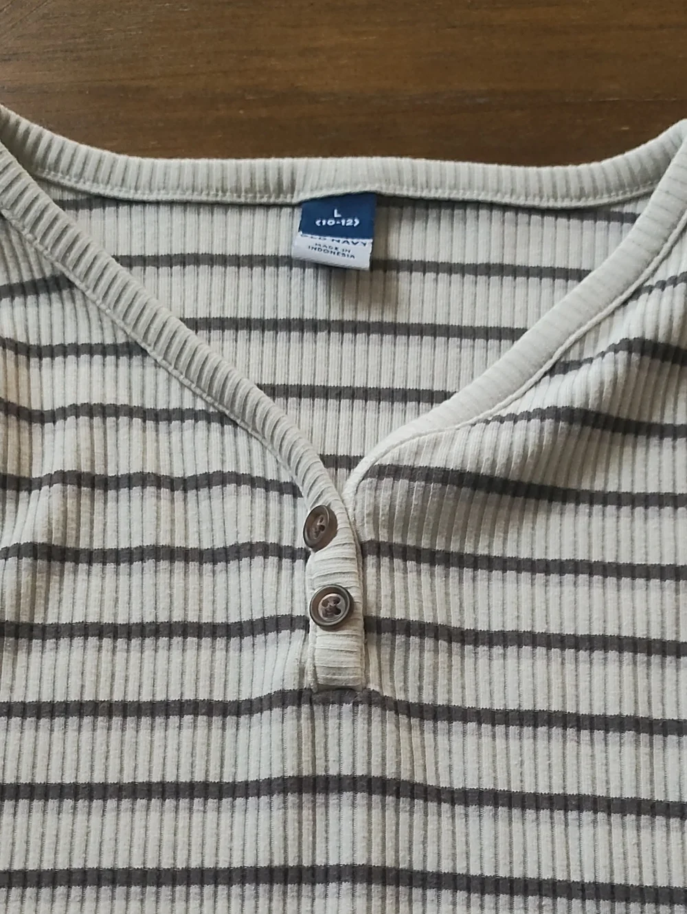 Striped Ribbed V-Neck Long Sleeve Top