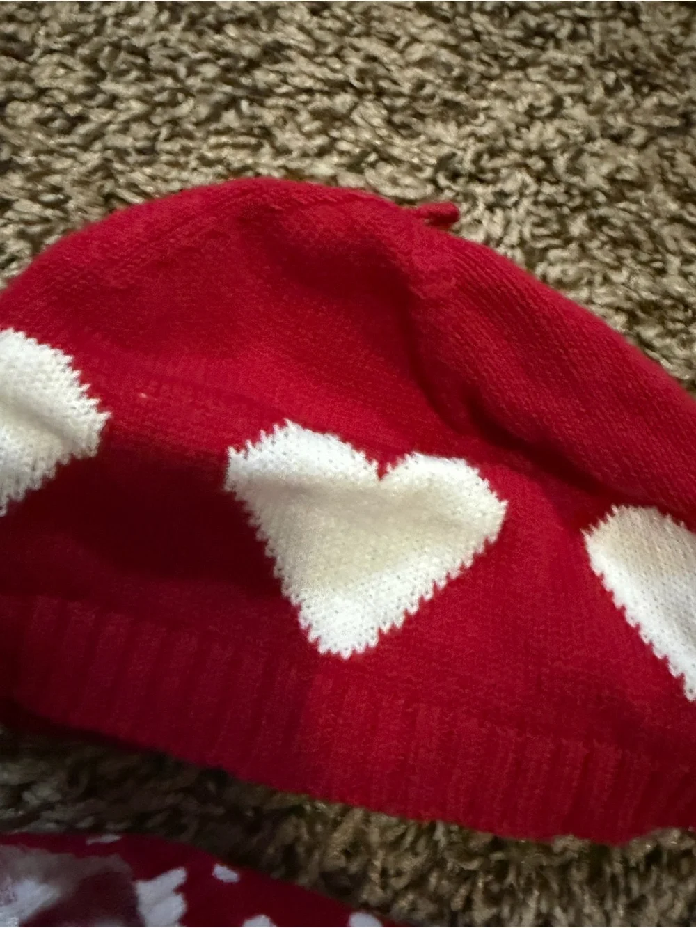 Old Navy Red and White Heart Cardigan with Matching hat 6-12 mo