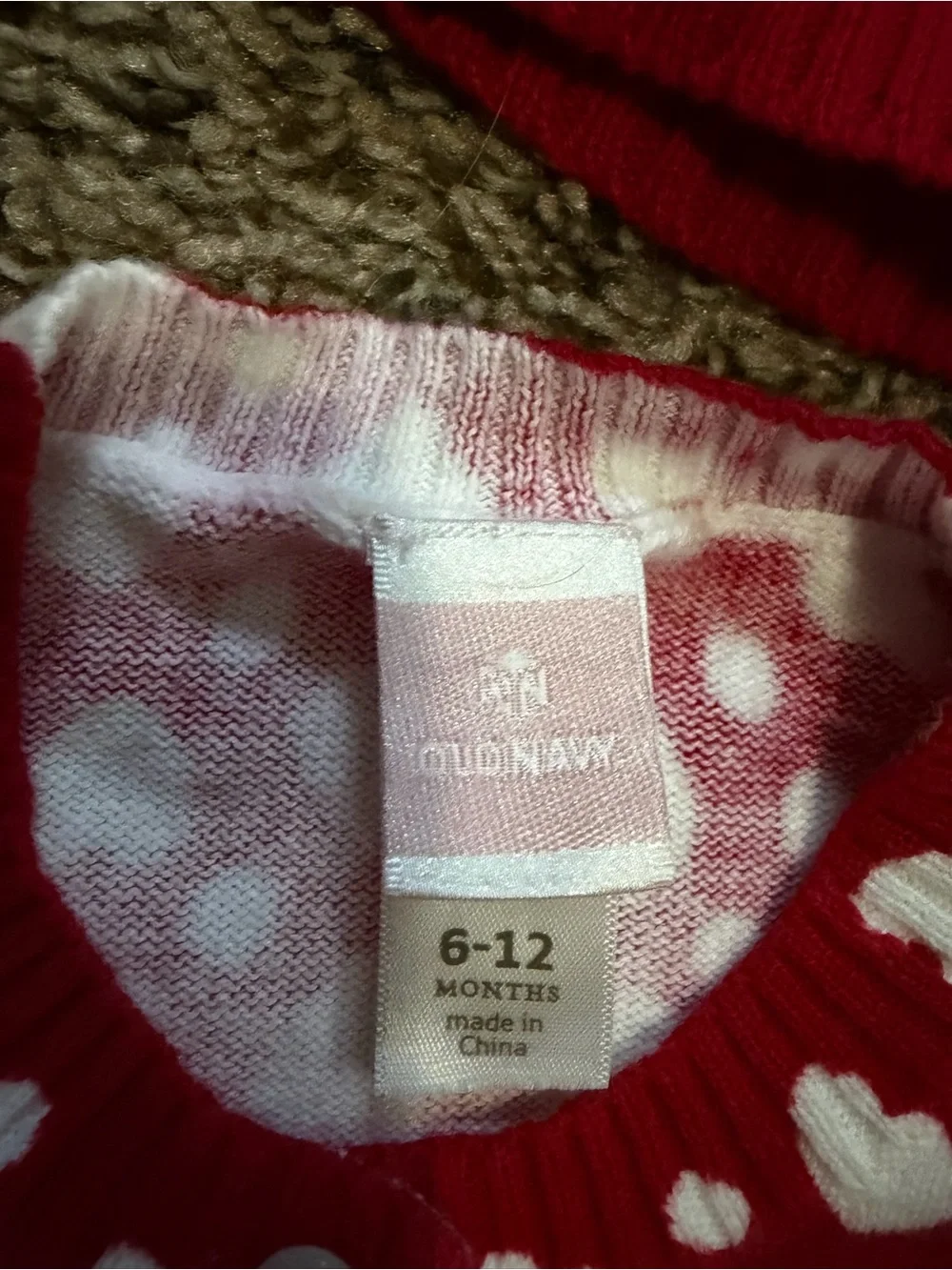 Old Navy Red and White Heart Cardigan with Matching hat 6-12 mo
