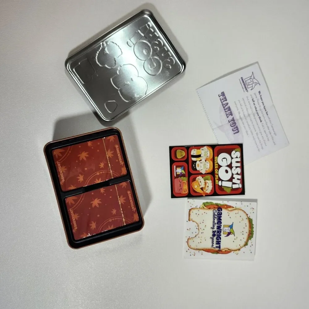 Sushi Go Pick & Pass Card Game in Metal Tin Box by Gamewright Family Party Fun