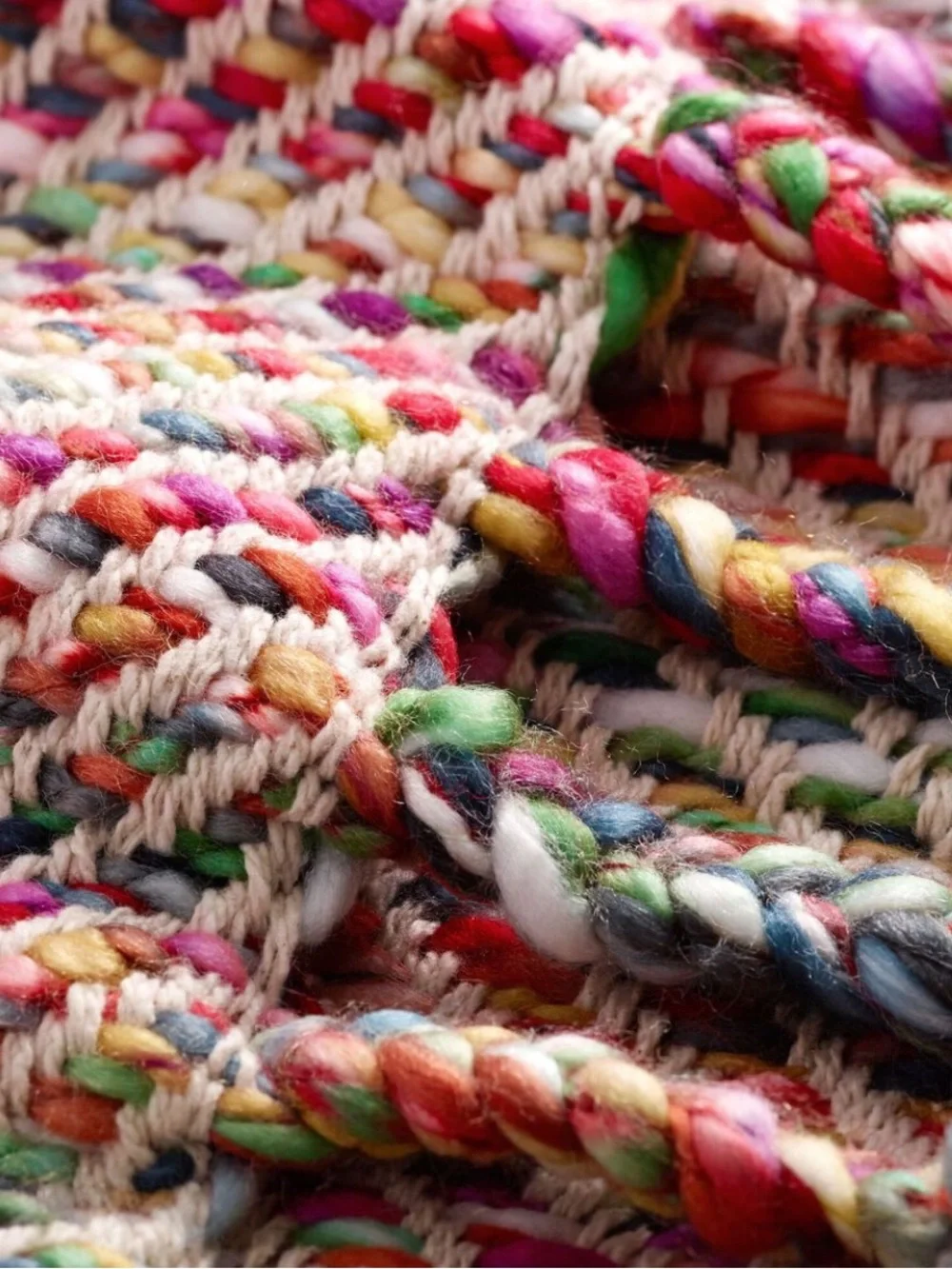 Multicolor Stitch Fringe Throw Blanket
