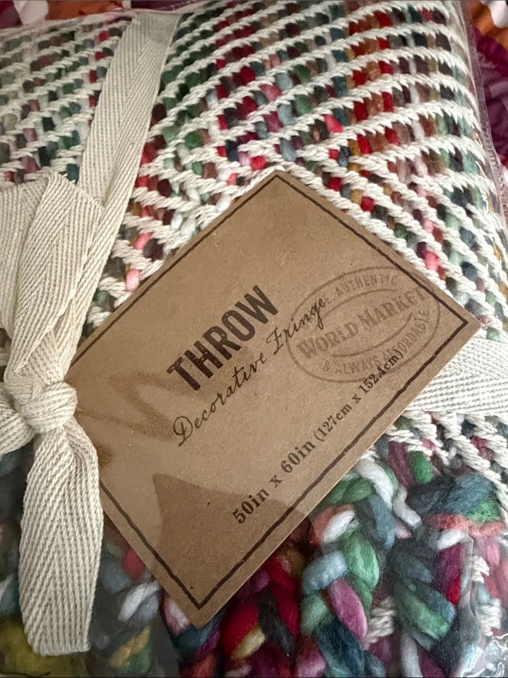 Multicolor Stitch Fringe Throw Blanket