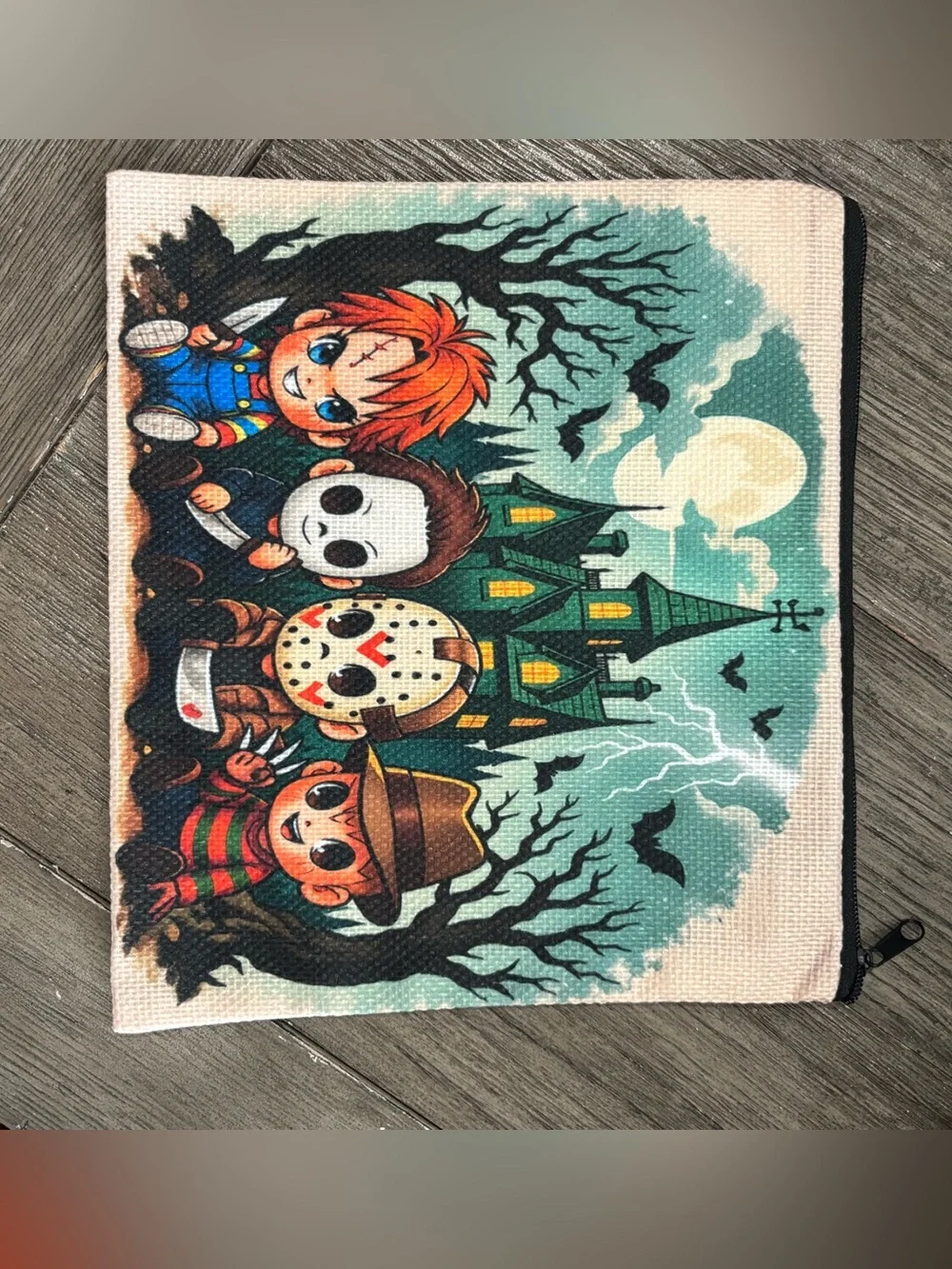 Chibi Horror Movie Villains Halloween Makeup Bag