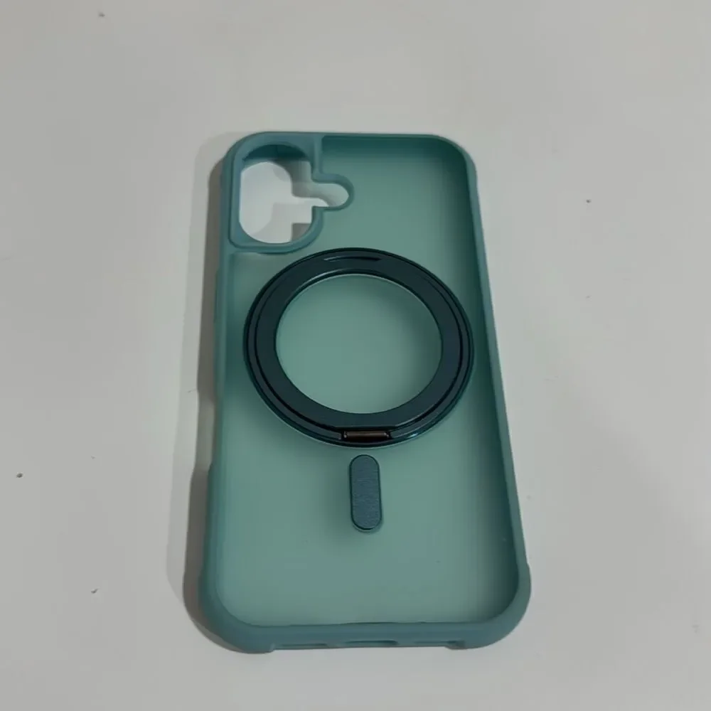 Aqua Phone Case For IPhone 16 with Magnetic Ring Holder NWOT