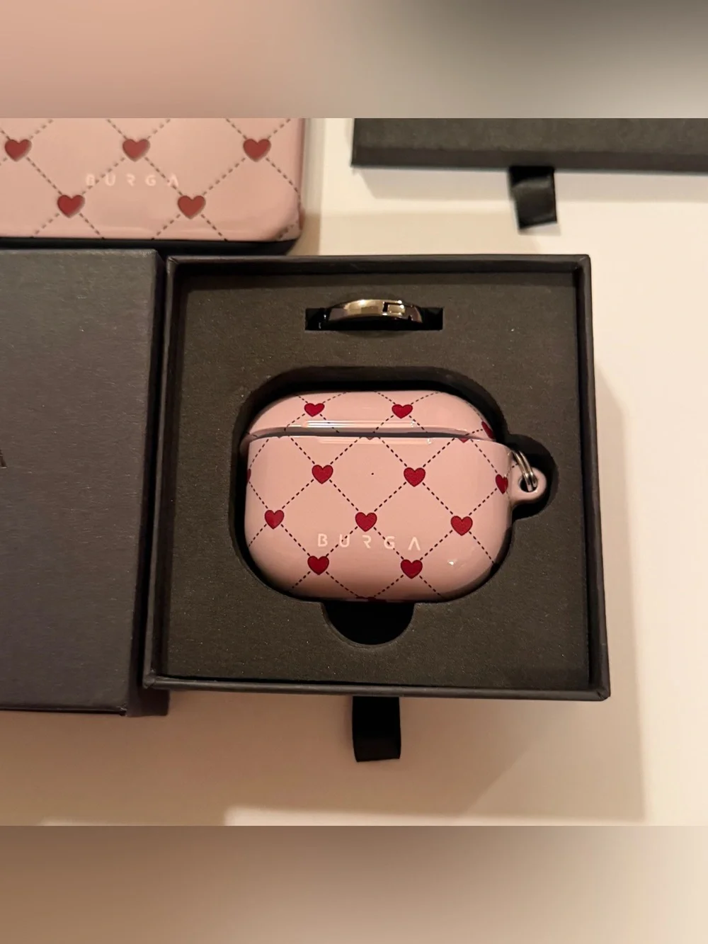 BURGA phone case, ring holder, and AirPods case